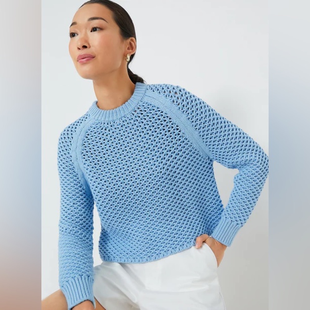 Tuckernuck Sky Blue Textured Crew Neck Sweater